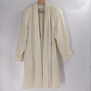 London fog coat cream shawl collar drape front close midi length  Size 6